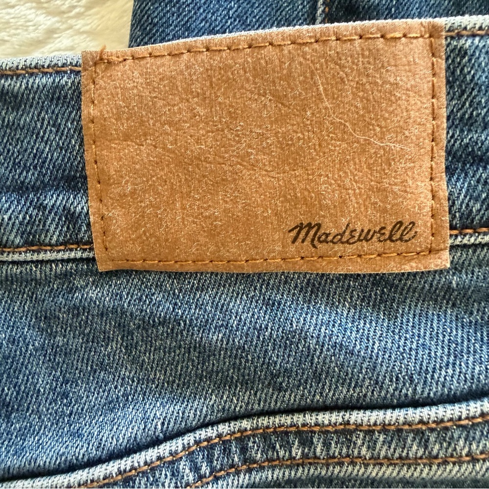 Madewell Midrise Stovepipe Denim Jeans Frayed Raw Hem Size 30 waist 30.5 Inseam - Picture 3 of 12